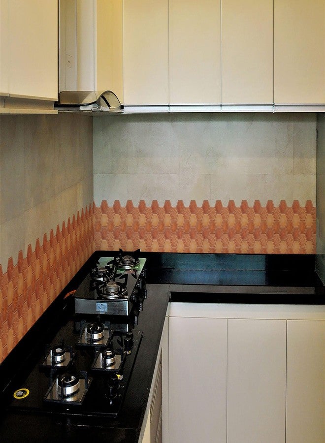 WallDesign Terracotta Hexagon Tile Sticker - 2ft x 9.75 inch Waterproof Easy Clean Durable Vinyl Decorative Film for Kitchen Counter, Washbasin, Table, Wall, Cupboard - Image 4